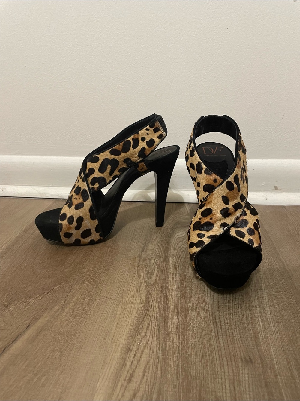 DVF Zia pony hair leopard-print slingback platform sandals